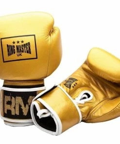 RingMaster Sports Boxing Gloves Genuine Leather Laceups & Velcro Hybrid Series
