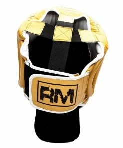 RingMaster Sports Boxing HeadGuard Genuine Leather Gold