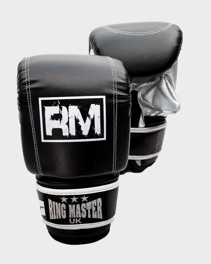 RingMaster Sports Synthetic Leather Bag Mitts Black Boxing