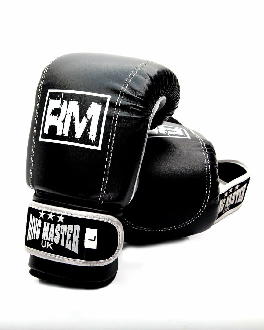 RingMaster Sports Synthetic Leather Bag Mitts Black Boxing