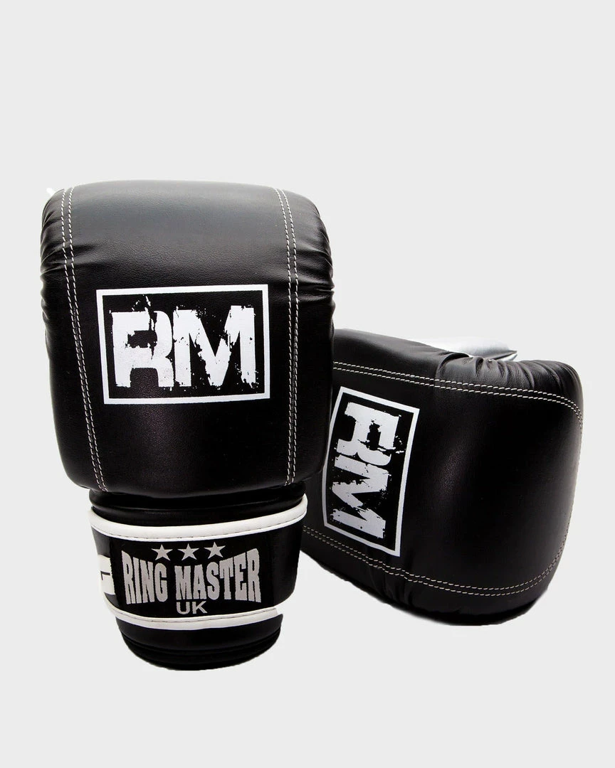 RingMaster Sports Synthetic Leather Bag Mitts Black Boxing