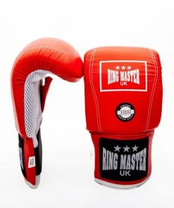 RingMaster Sports Genuine Leather Bag Mitts Red Boxing