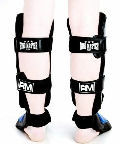 RingMaster Sports RingMaster Shin Instep Guard Genuine Leather Blue And Black