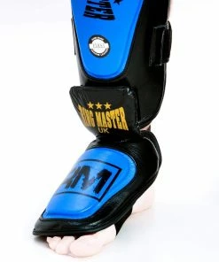 RingMaster Sports RingMaster Shin Instep Guard Genuine Leather Blue And Black