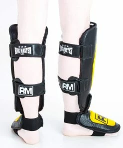 RingMaster Sports RingMaster Shin Instep Guard Genuine Leather Yellow And Black Kickboxing