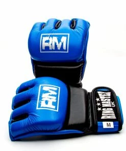 RingMaster Sports MMA Gloves Genuine Leather Blue And Black
