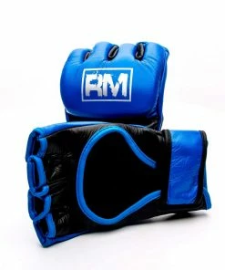 RingMaster Sports MMA Gloves Genuine Leather Blue And Black