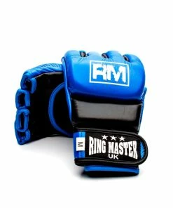 RingMaster Sports MMA Gloves Genuine Leather Blue And Black