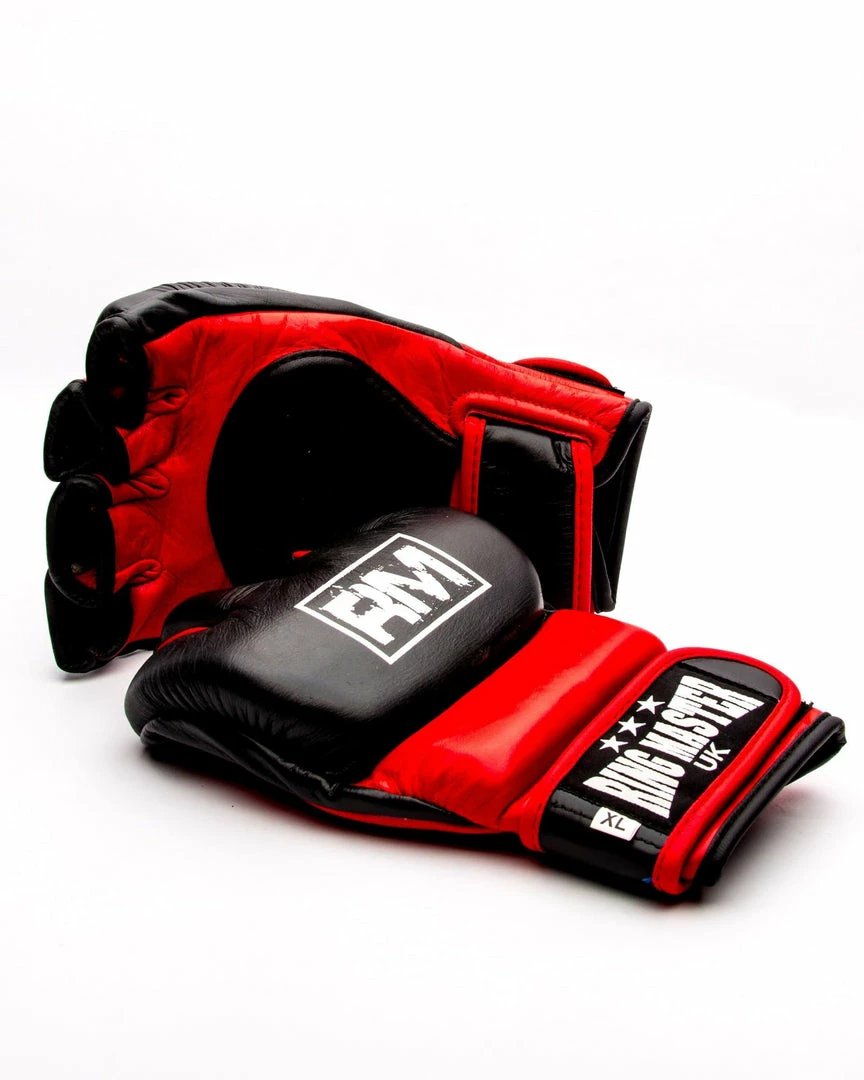 RingMaster Sports MMA Gloves Genuine Leather Black And Red