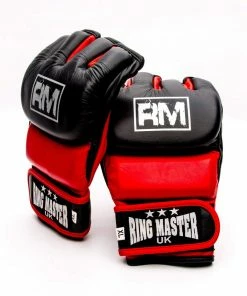 RingMaster Sports MMA Gloves Genuine Leather Black And Red