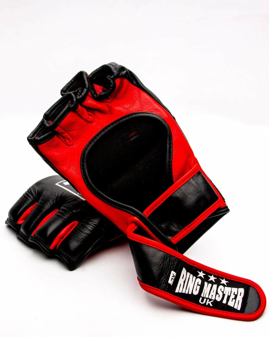 RingMaster Sports MMA Gloves Genuine Leather Black And Red