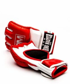 RingMaster Sports MMA Gloves Genuine Leather Red And White