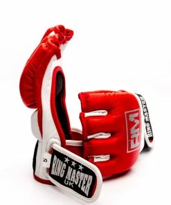 RingMaster Sports MMA Gloves Genuine Leather Red And White