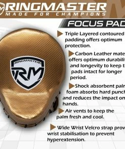 RingMaster Sports Ultralight Focus Pads Carbon Leather One Size Gold