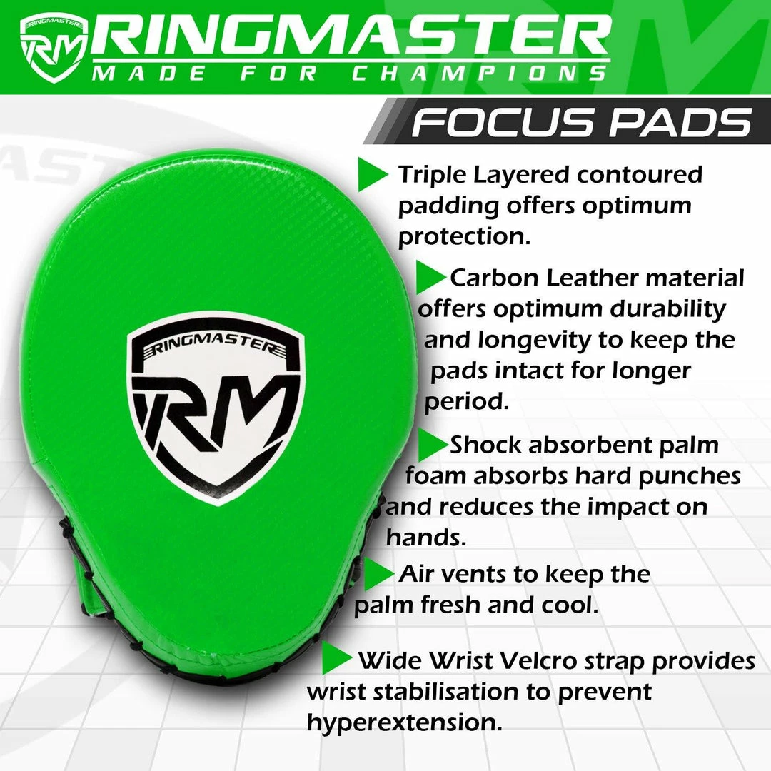 RingMaster Sports Ultralight Focus Pads Carbon Leather One Size Green Training