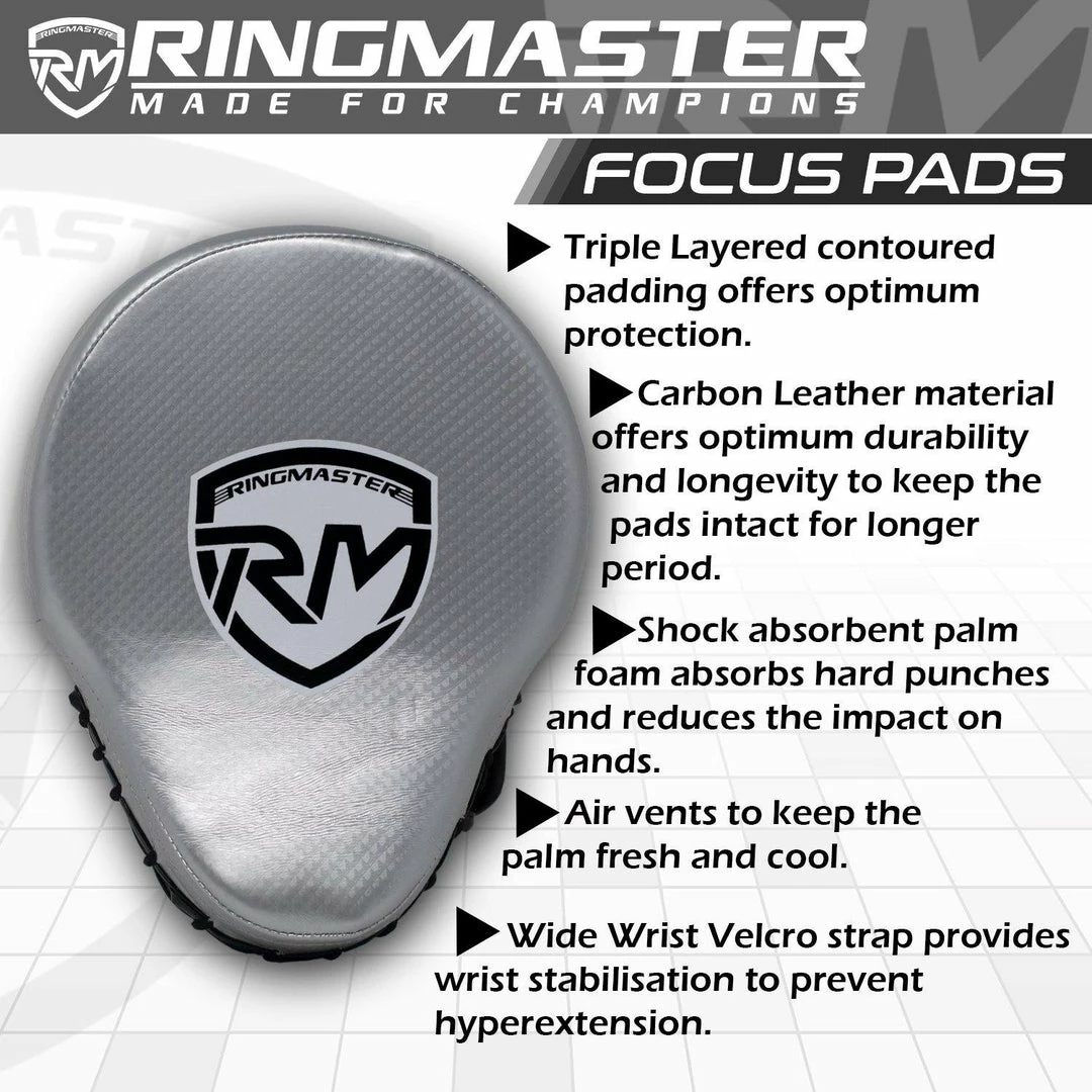 RingMaster Sports Ultralight Focus Pads Carbon Leather One Size Silver