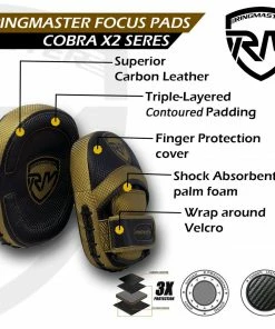 RingMaster Sports Cobra X2 Series Compact Focus Pads Black/Gold Training