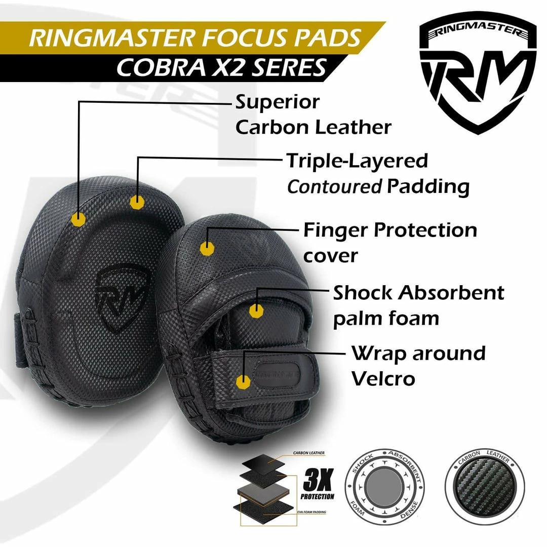 RingMaster Sports Cobra X2 Series Compact Focus Pads Black