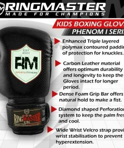 RingMaster Sports - Phenom 1 Kids Boxing Gloves CarbonTech Black