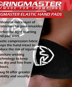 Martial Arts RingMaster Sports Slip On Elastic Hand Pads Mitts Black