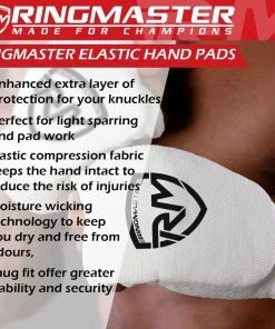 RingMaster Sports Slip On Elastic Hand Pads Mitts White