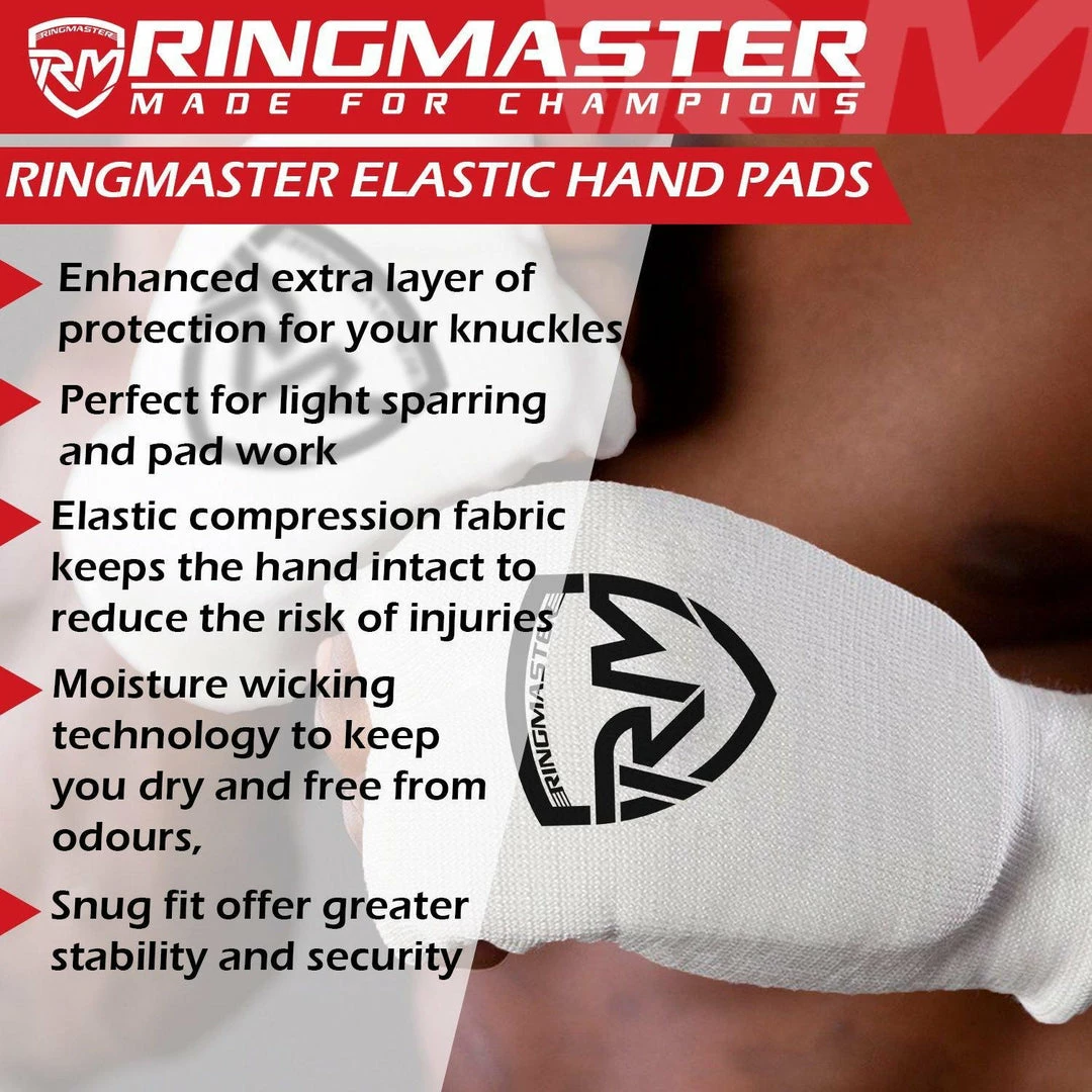 RingMaster Sports Slip On Elastic Hand Pads Mitts White