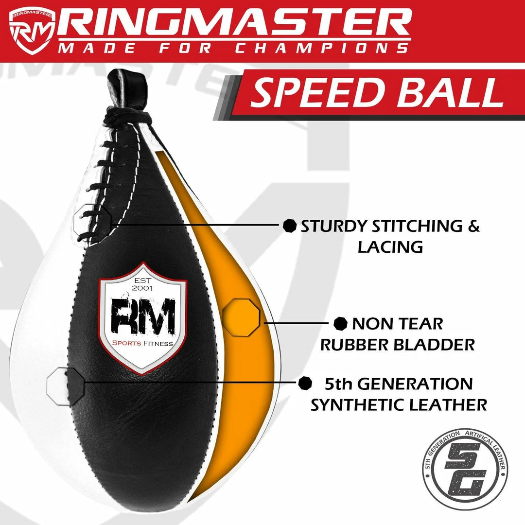 RingMaster Sports Speed Ball Synthetic Leather White/Black
