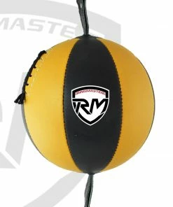 Training RingMaster Sports Double End Speed Bag Ball Genuine Leather Gold/Black