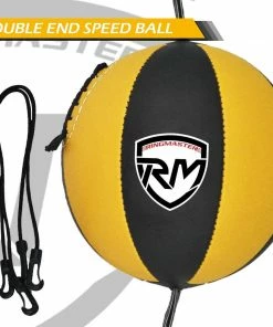 Training RingMaster Sports Double End Speed Bag Ball Genuine Leather Gold/Black