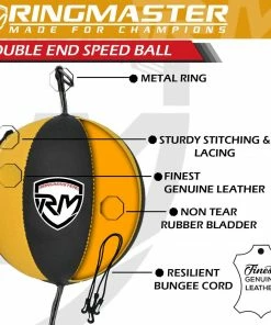 RingMaster Sports Double End Speed Bag Ball Synthetic Leather Gold/Black