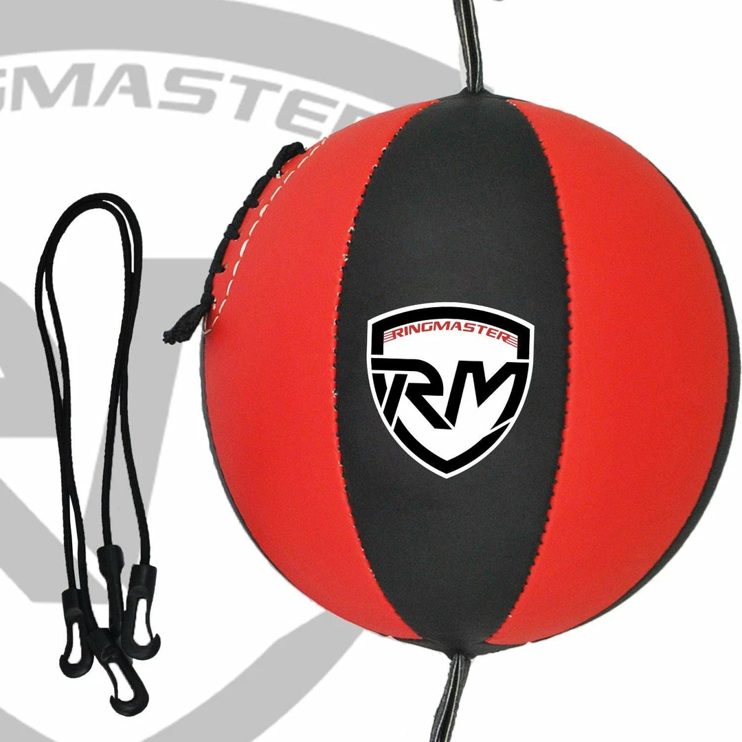 Training RingMaster Sports Double End Speed Bag Ball Genuine Leather Red/Black