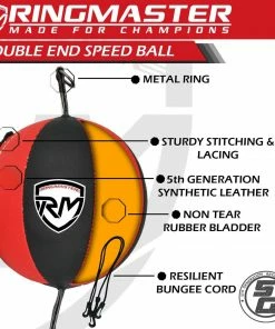 RingMaster Sports Double End Speed Bag Ball Synthetic Leather Red/Black