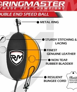 Training RingMaster Sports Double End Speed Bag Ball Synthetic Leather White/Black