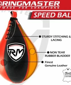 RingMaster Sports Speed Ball Genuine Leather Red/Black Training