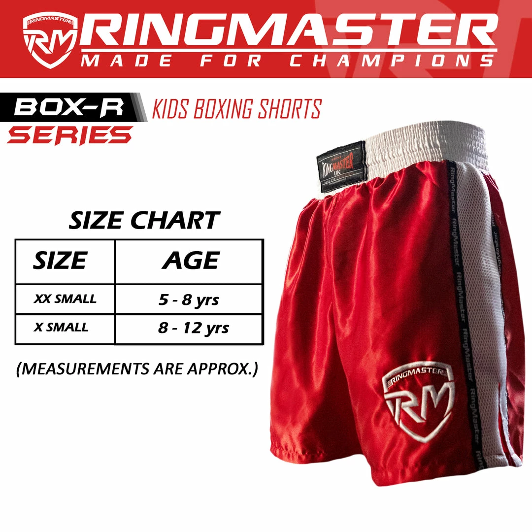 RingMaster Sports BoxR Kids Boxing Shorts Red