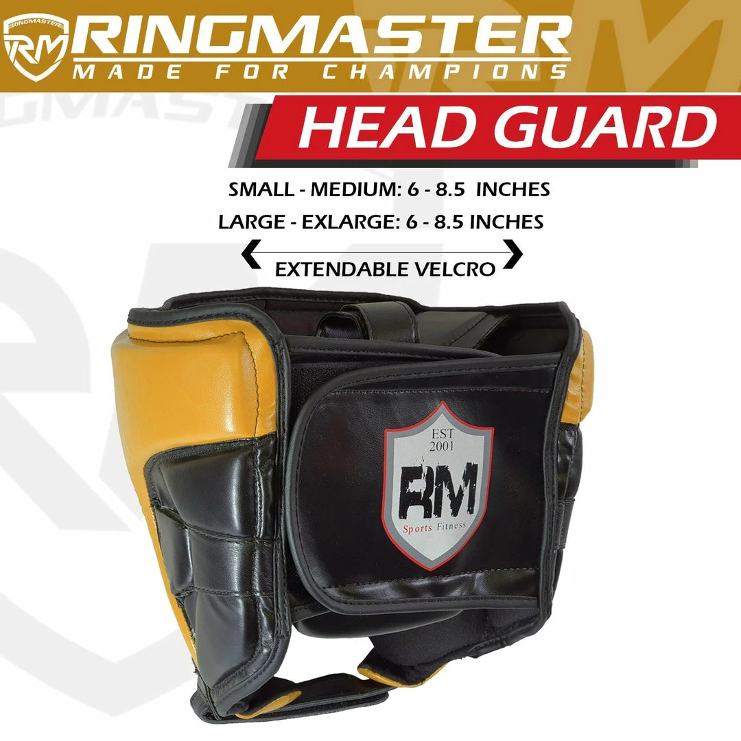 RingMaster Sports Boxing HeadGuard Black And Gold