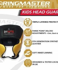 RingMaster Sports Kids Boxing HeadGuard Black And Gold