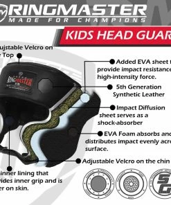 RingMaster Sports Kids Boxing HeadGuard Synthetic Leather Silver And Black
