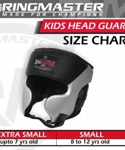 RingMaster Sports Kids Boxing HeadGuard Synthetic Leather Silver And Black