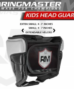 RingMaster Sports Kids Boxing HeadGuard Synthetic Leather Silver And Black