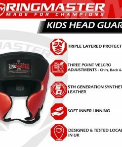 RingMaster Sports Kids Boxing HeadGuard Black And Red