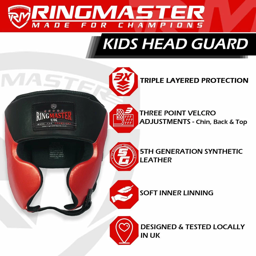 RingMaster Sports Kids Boxing HeadGuard Black And Red