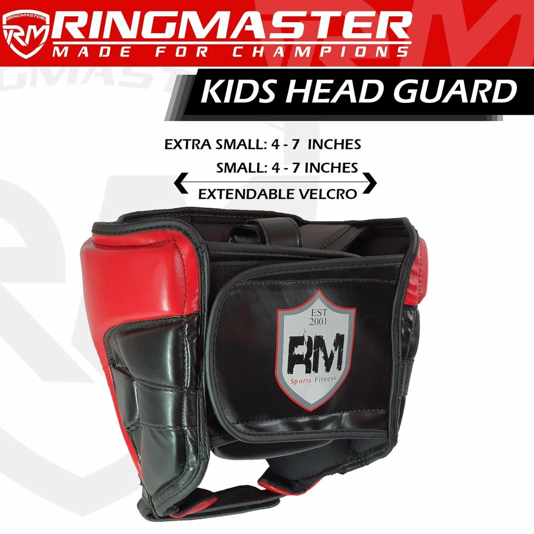 RingMaster Sports Kids Boxing HeadGuard Black And Red