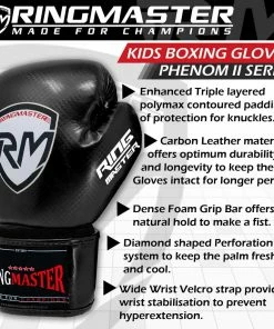 RingMaster Sports - Phenom Kids Boxing Gloves CarbonTech Black