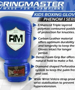 RingMaster Sports - Phenom 1 Kids Boxing Gloves CarbonTech Blue