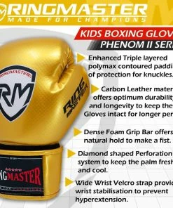 RingMaster Sports - Phenom Kids Boxing Gloves CarbonTech Gold