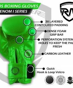 RingMaster Sports - Phenom 1 Kids Boxing Gloves CarbonTech Green