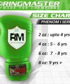 RingMaster Sports - Phenom 1 Kids Boxing Gloves CarbonTech Green