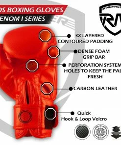RingMaster Sports - Phenom 1 Kids Boxing Gloves CarbonTech Red
