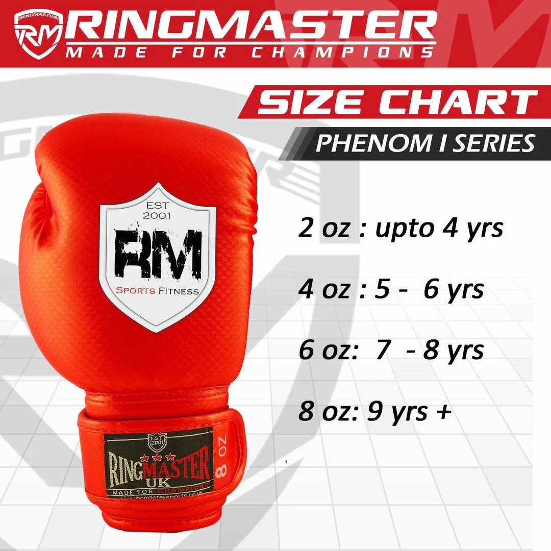 RingMaster Sports - Phenom 1 Kids Boxing Gloves CarbonTech Red